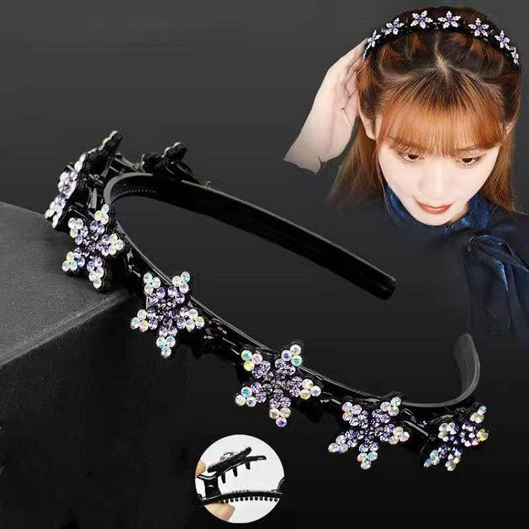 Simple Style Rhinestone Pearl Hair Band with Butterfly and Flower Design