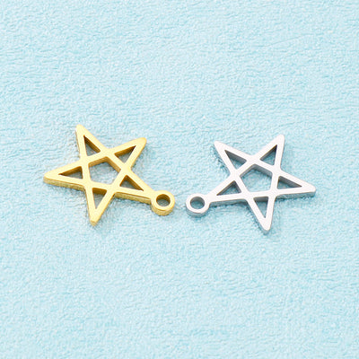 Pentagram Stainless Steel Hollow Star Necklace and Earrings DIY Jewelry Accessories