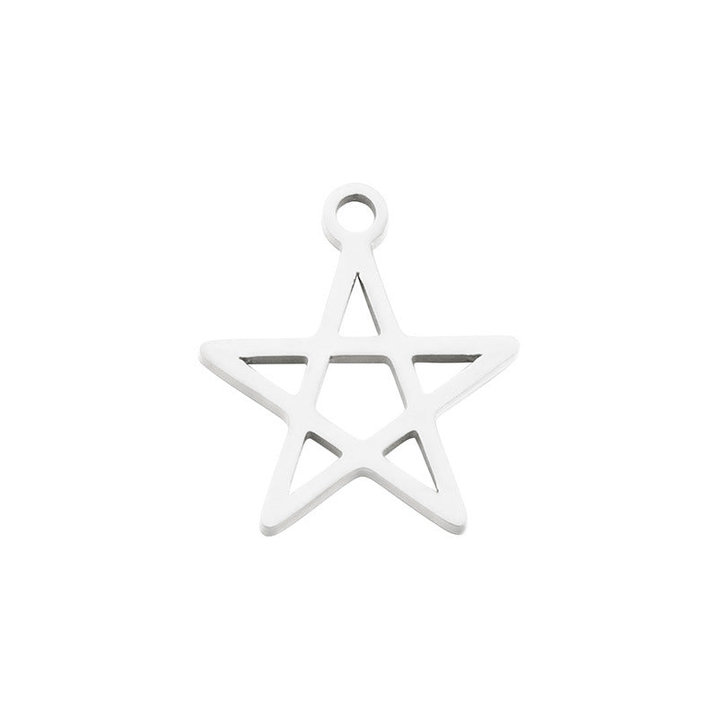 Pentagram Stainless Steel Hollow Star Necklace and Earrings DIY Jewelry Accessories