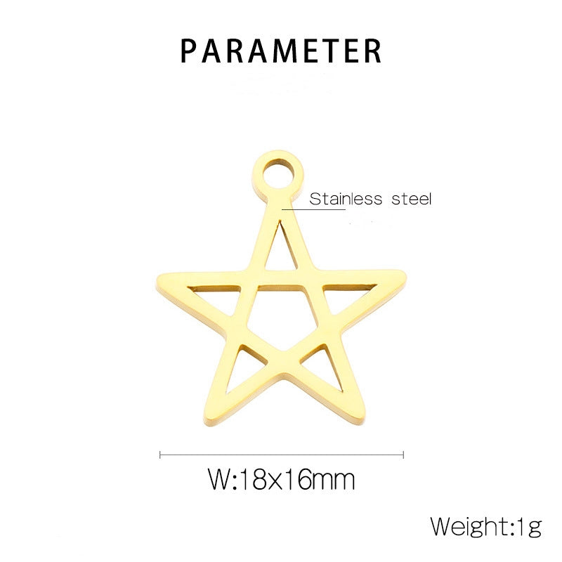 Pentagram Stainless Steel Hollow Star Necklace and Earrings DIY Jewelry Accessories