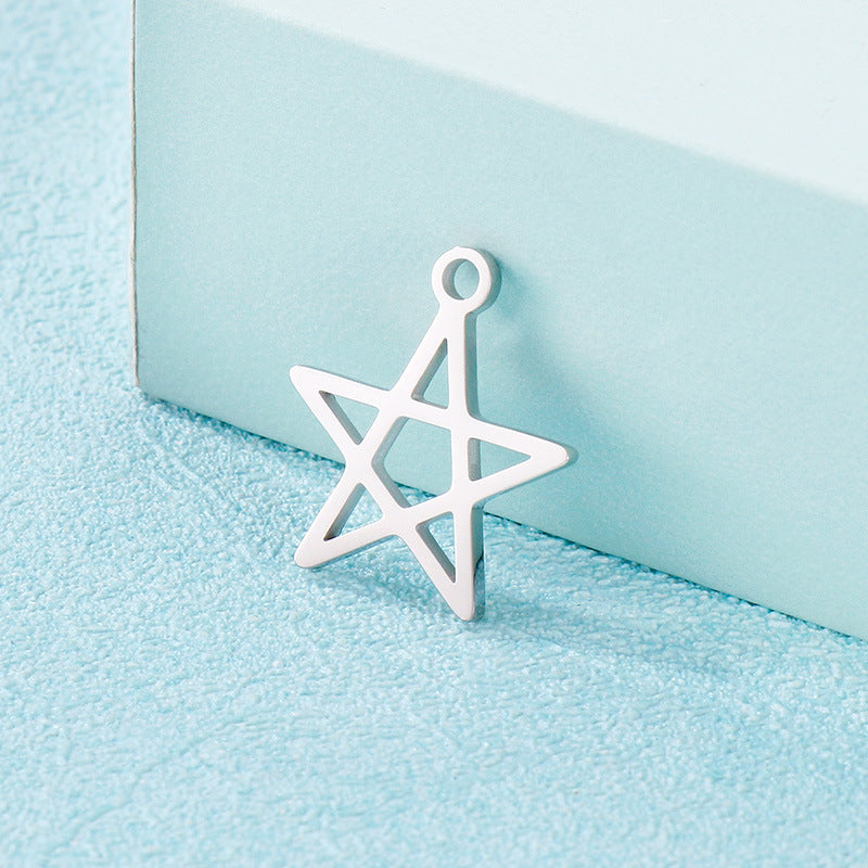 Pentagram Stainless Steel Hollow Star Necklace and Earrings DIY Jewelry Accessories