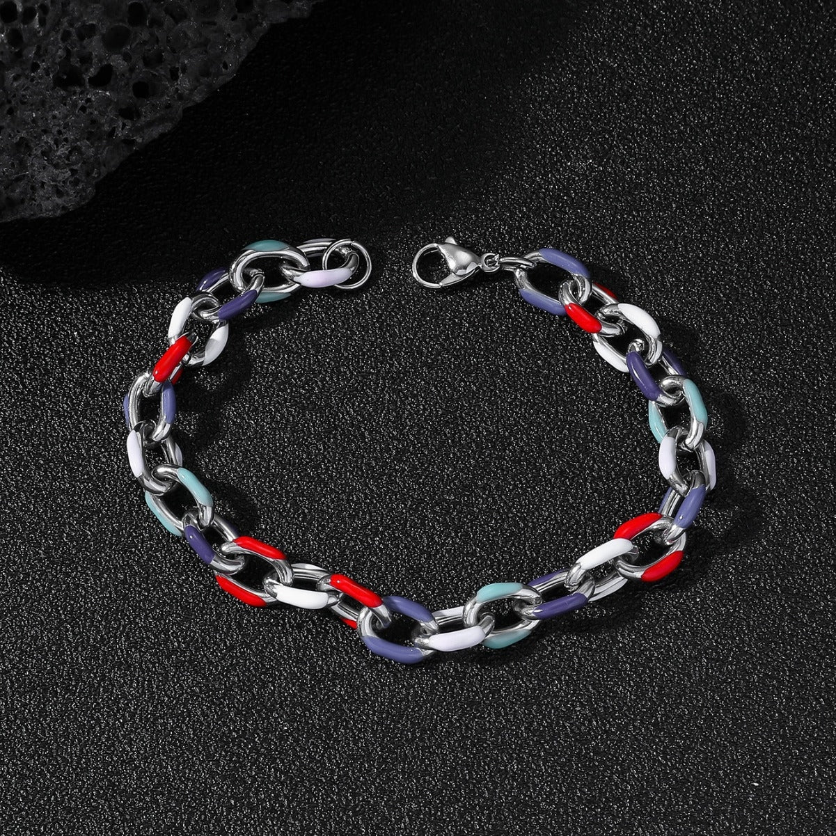 Simple Style Colorful Stainless Steel Men's Bracelets