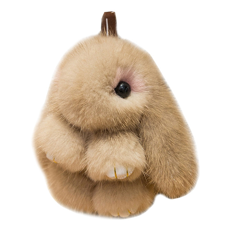 Simple Rabbit Fur Plush Keychain Accessory