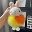 Simple Rabbit Plush Keychain with Faux Fur Pom Pom Charm