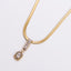 18K Gold Plated Rectangle Zircon Pendant Necklace with Stainless Steel Chain