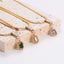 18K Gold Plated Rectangle Zircon Pendant Necklace with Stainless Steel Chain
