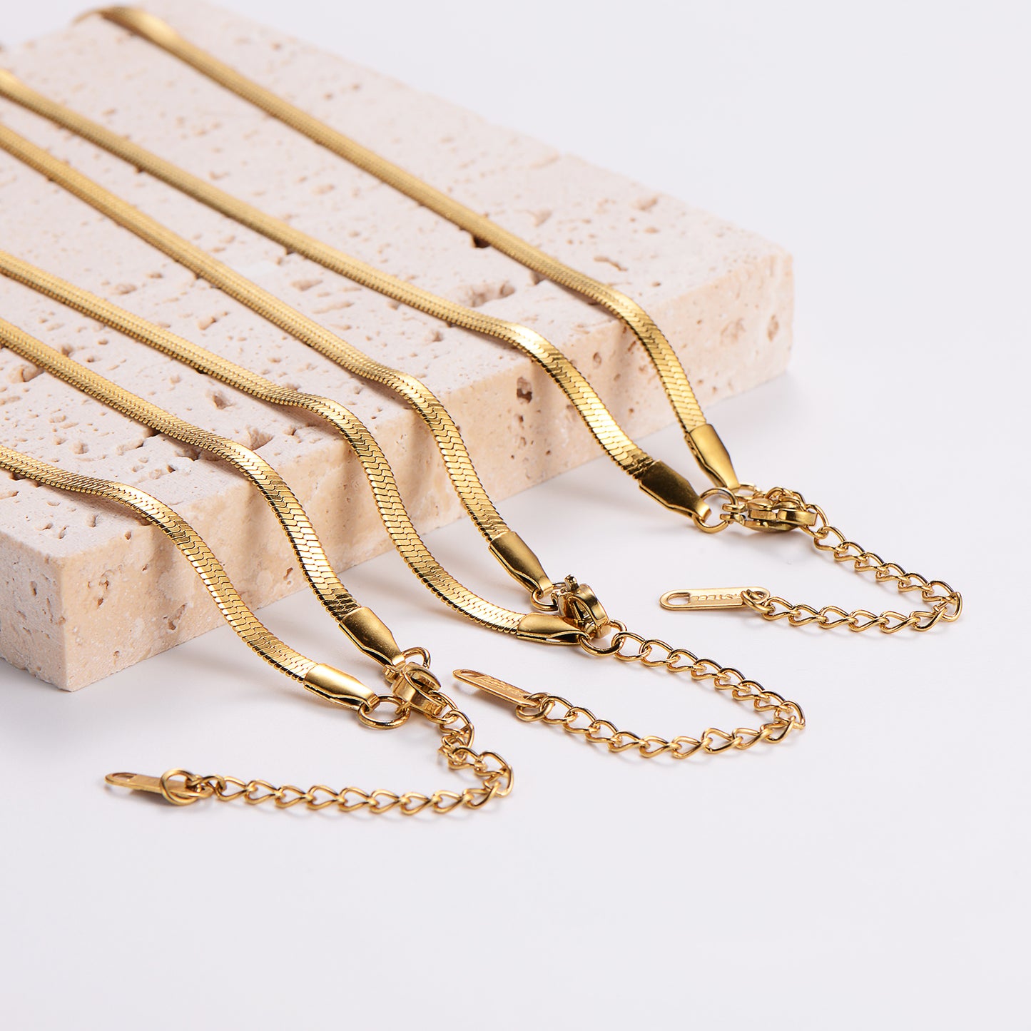 18K Gold Plated Rectangle Zircon Pendant Necklace with Stainless Steel Chain