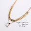 18K Gold Plated Zircon Layered Necklace with Stainless Steel Rectangle Pendant and Statement Chain