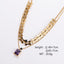 18K Gold Plated Zircon Layered Necklace with Stainless Steel Rectangle Pendant and Statement Chain