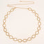 Simple Roman Oval Alloy Women's Chain Belt - Gold Braided Design