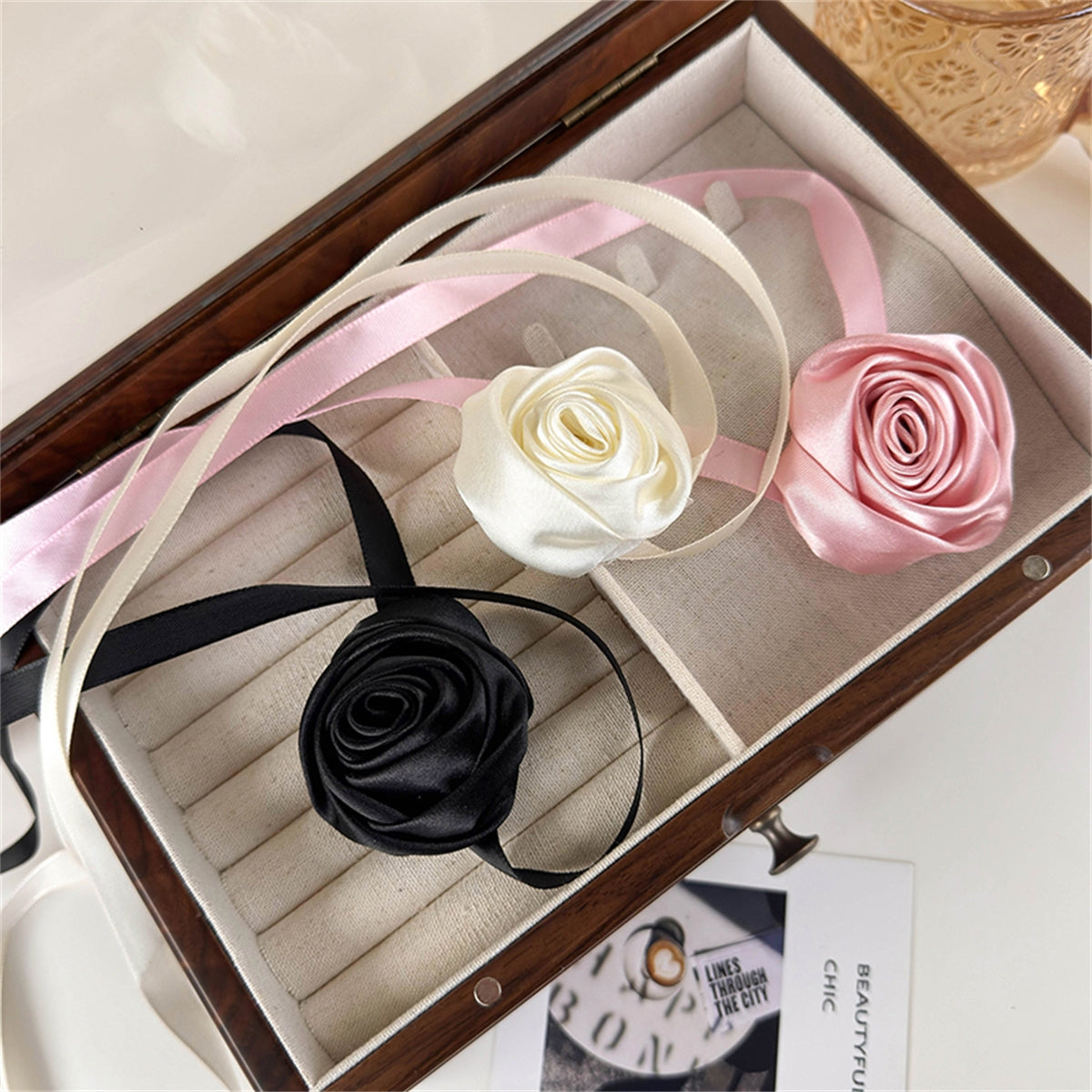 Simple Style Satin Rose Choker Necklace for Women