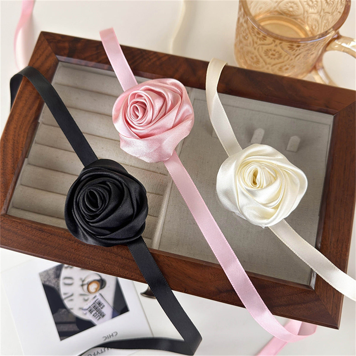 Simple Style Satin Rose Choker Necklace for Women