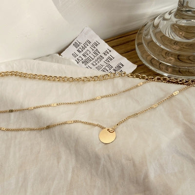 Simple Style Layered Sequin Pendant Necklace for Women