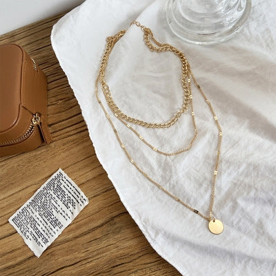 Simple Style Layered Sequin Pendant Necklace for Women