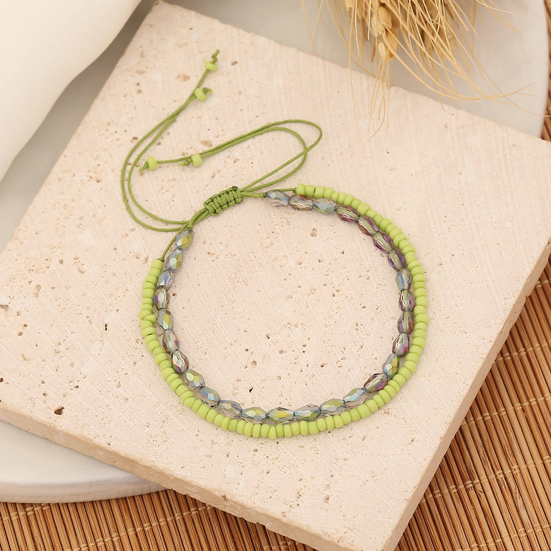 Colorful Crystal Seed Bead Woven Bracelet