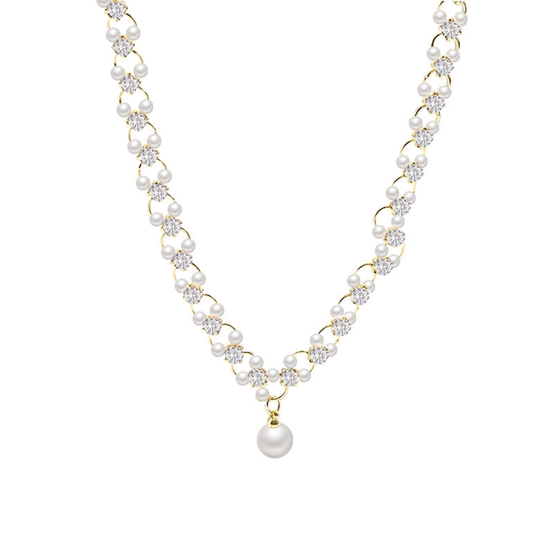 Elegant Pearl Rhinestone Pendant Necklace for Women