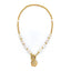 Simple Style Multi-Layer Pearl Beaded Moon Pendant Necklace for Women