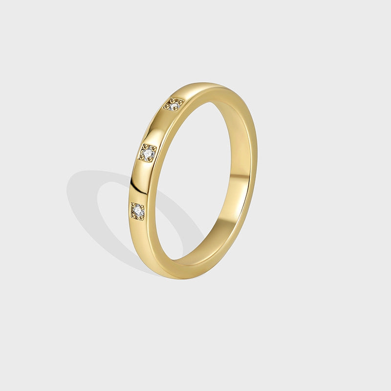 Minimalist 18k Gold Plated Triple Zircon Ring