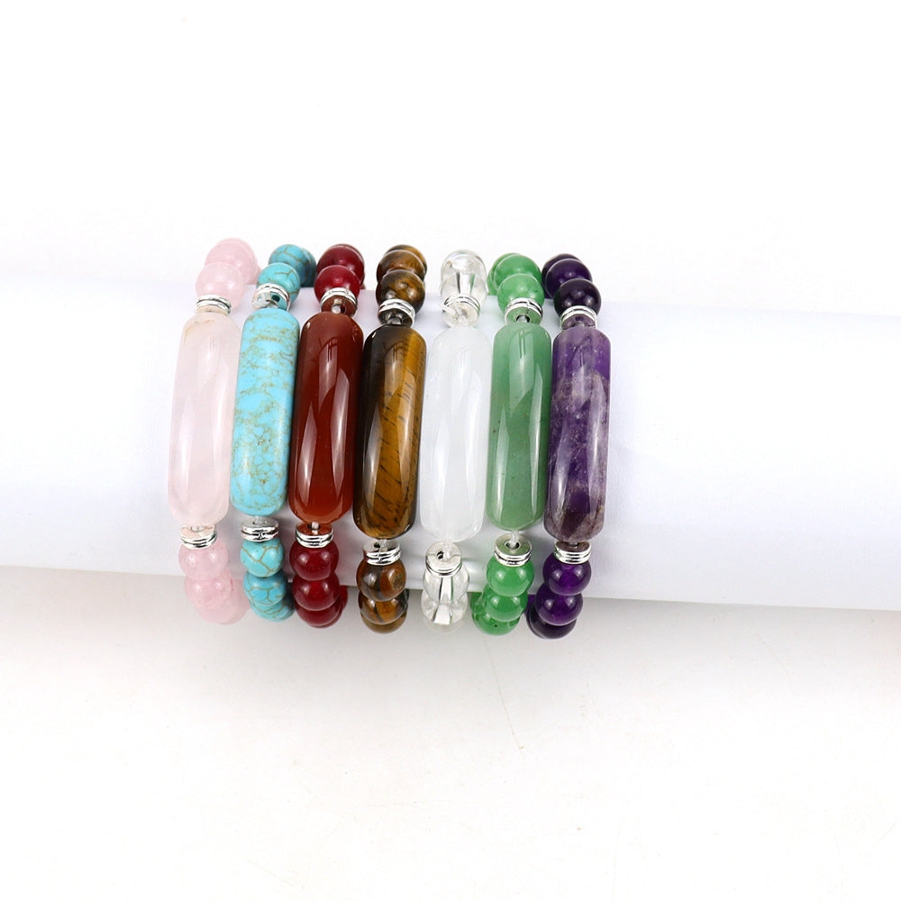 Simple Round Crystal Beaded Natural Stone Women's Bracelet