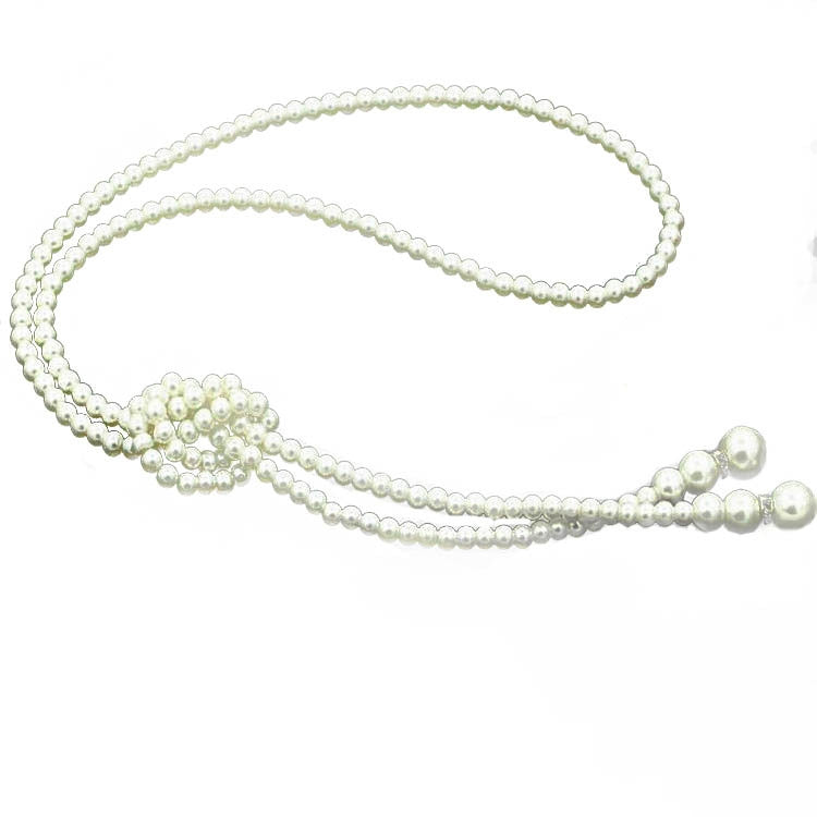 Simple Vintage Double Layer Pearl Tassel Long Necklace for Women