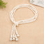 Simple Vintage Double Layer Pearl Tassel Long Necklace for Women