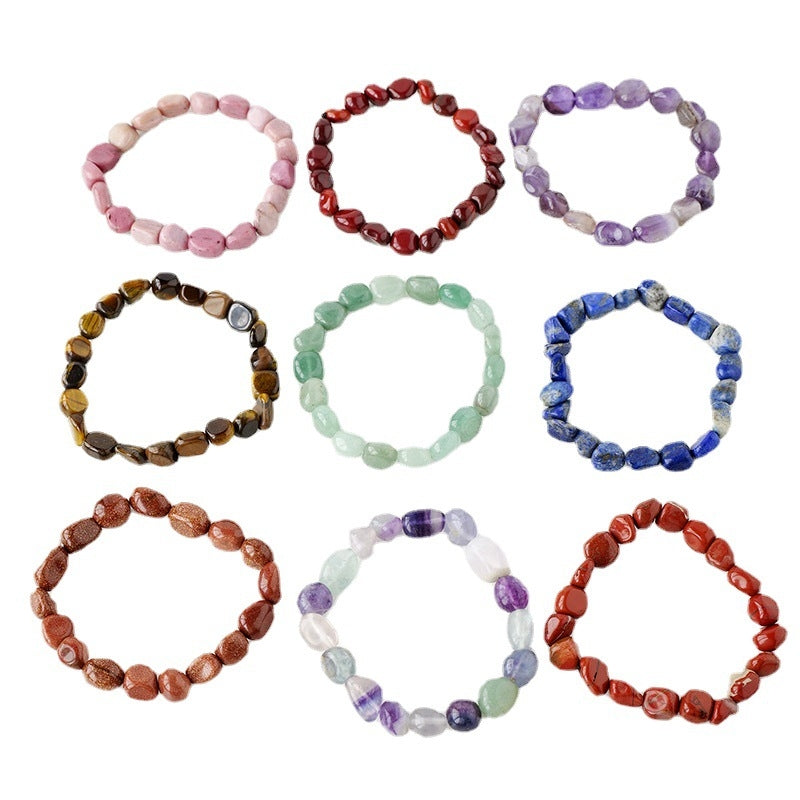 Simple Round Natural Stone Crystal Beaded Bracelet for Women