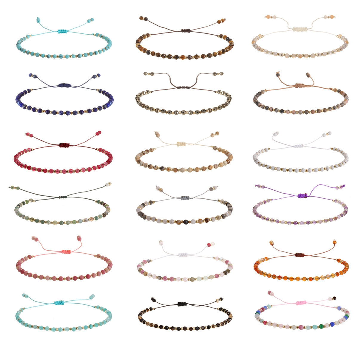 Simple Style Adjustable Natural Stone Beaded Knitting Bracelets