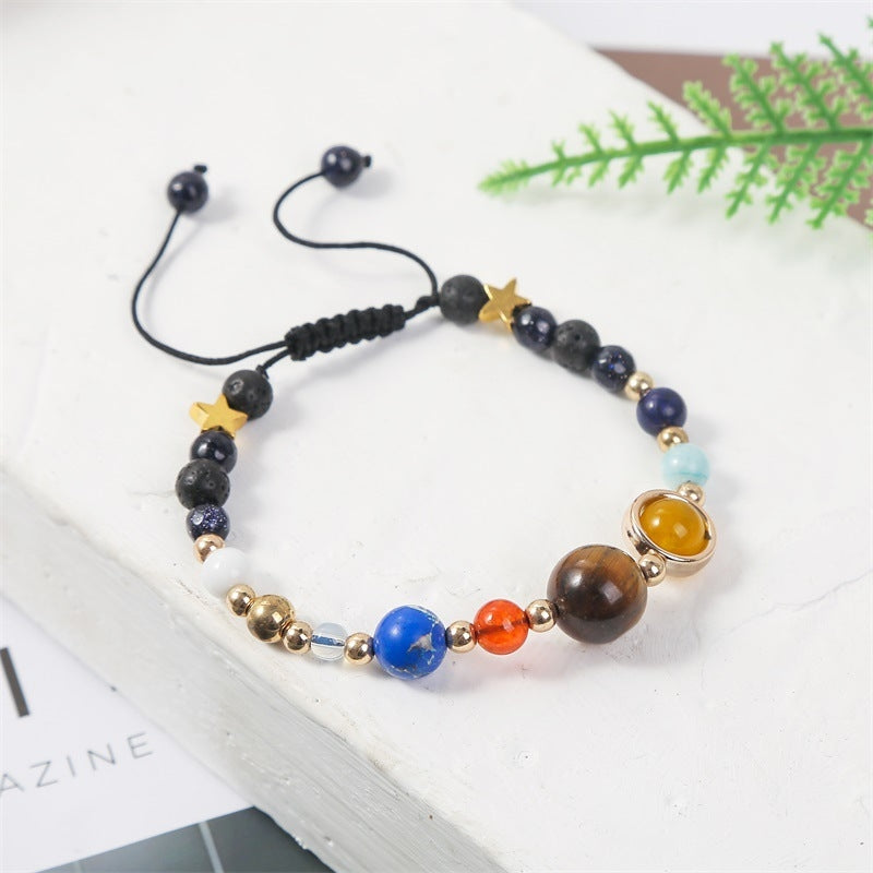 Simple Style Solar System Natural Stone Beaded Bracelets