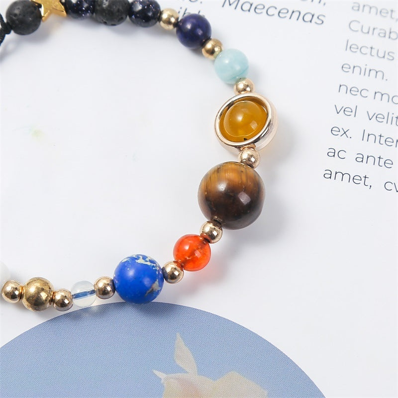 Simple Style Solar System Natural Stone Beaded Bracelets