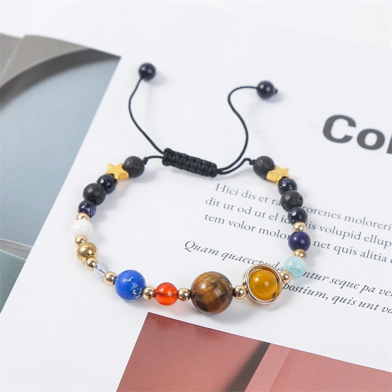 Simple Style Solar System Natural Stone Beaded Bracelets