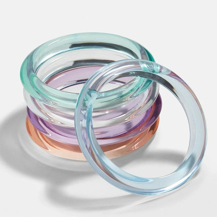 Simple Style Candy Color Resin Bangle Bracelet