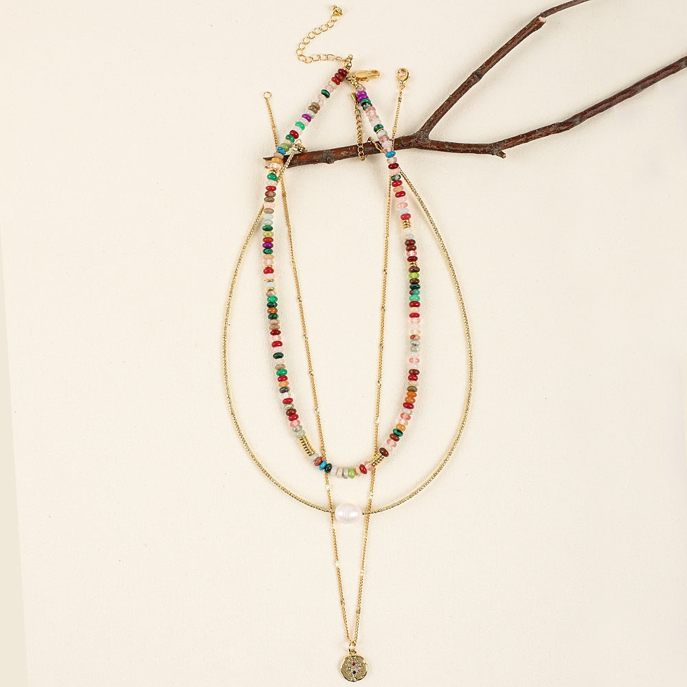 Simple Style Freshwater Pearl and Gold Seed Bead Women's Necklace