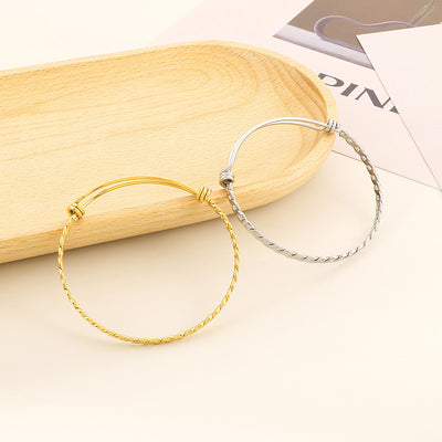 Stainless Steel Adjustable Twist Bangle Bracelet