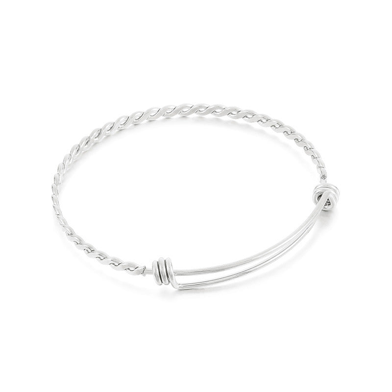 Stainless Steel Adjustable Twist Bangle Bracelet