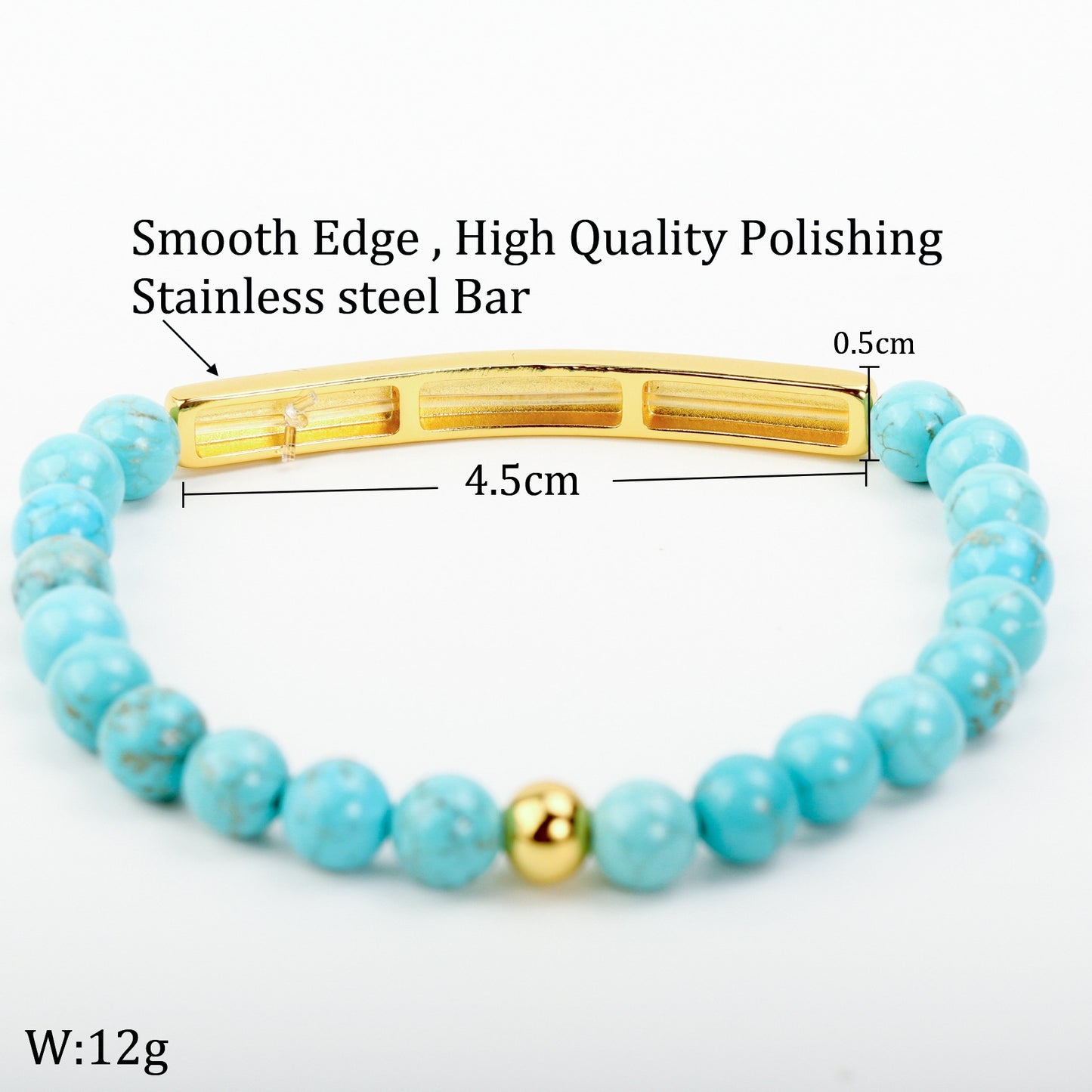 Simple Style Stainless Steel Turquoise and Natural Stone Bracelet