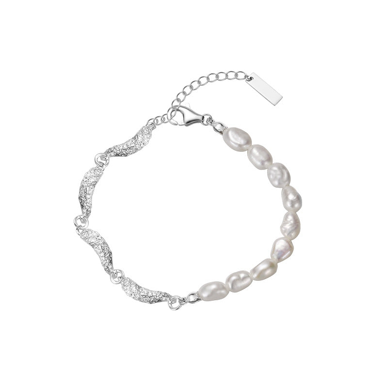 Simple Style Irregular Sterling Silver Pearl Bracelets