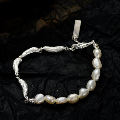 Simple Style Irregular Sterling Silver Pearl Bracelets