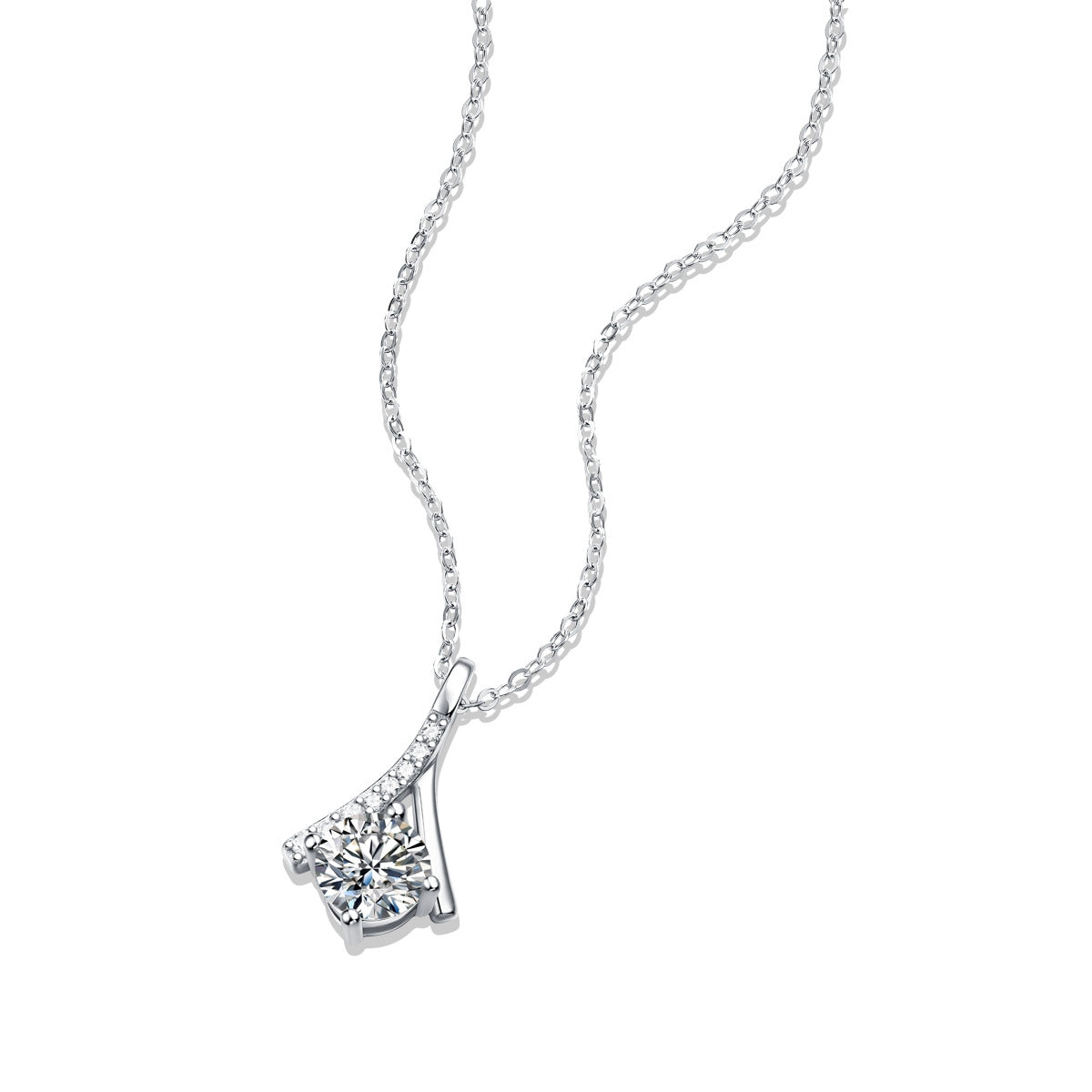 Simple Sterling Silver Moissanite Pendant Necklace