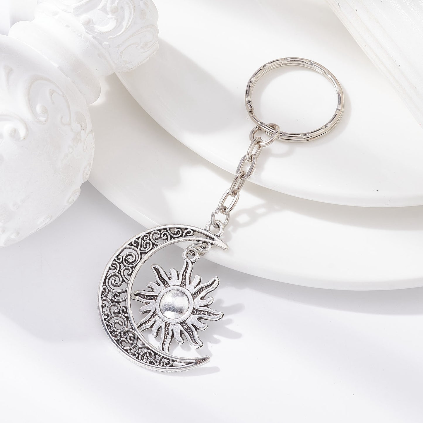 Simple Style Sun Moon Star Alloy Keychain with Lobster Clasp Pendant