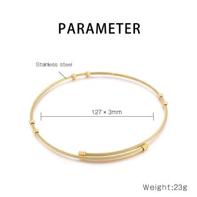 "Minimalist Titanium Steel Open Wire Bead Choker Necklace for Women"