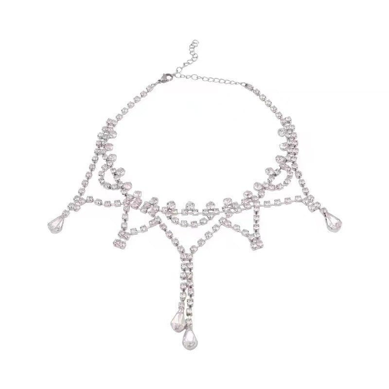 Simple Shiny Rhinestone Inlay Women's Choker Necklace 2024 Trendy Design