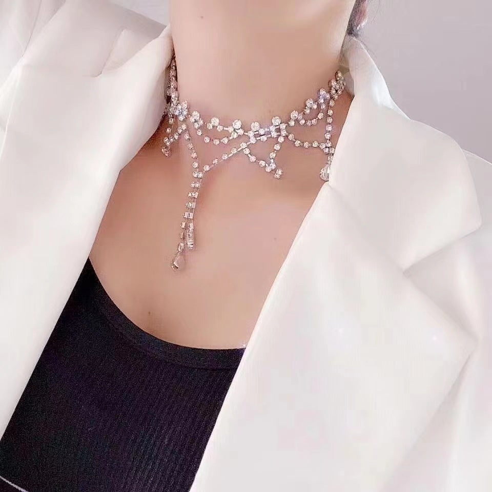 Simple Shiny Rhinestone Inlay Women's Choker Necklace 2024 Trendy Design