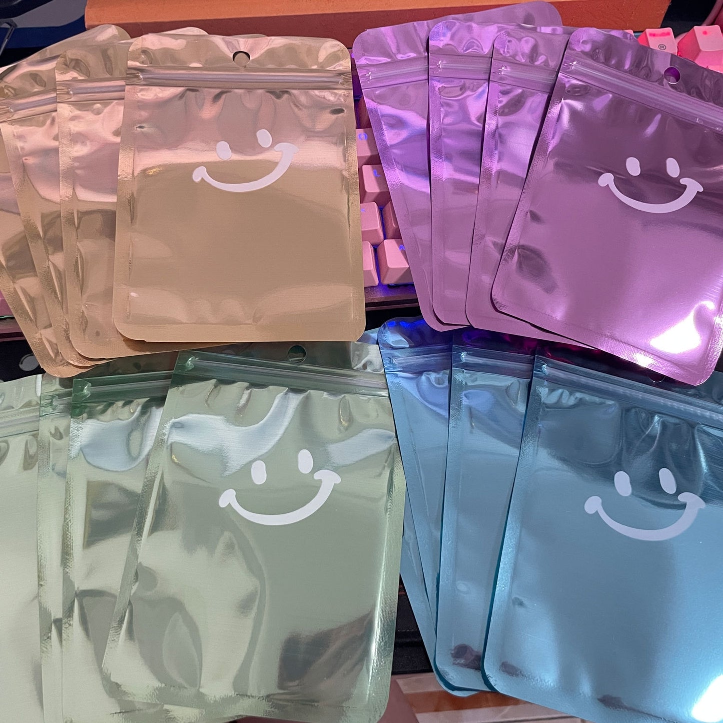 Simple Smile Face Aluminum Foil Jewelry Packaging Bags