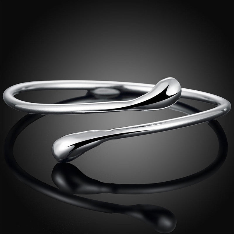 Simple Style Snake Alloy Open Cuff Bangle with Waterdrop Design