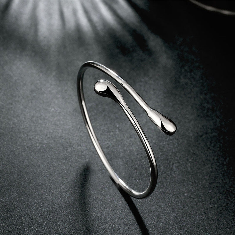 Simple Style Snake Alloy Open Cuff Bangle with Waterdrop Design