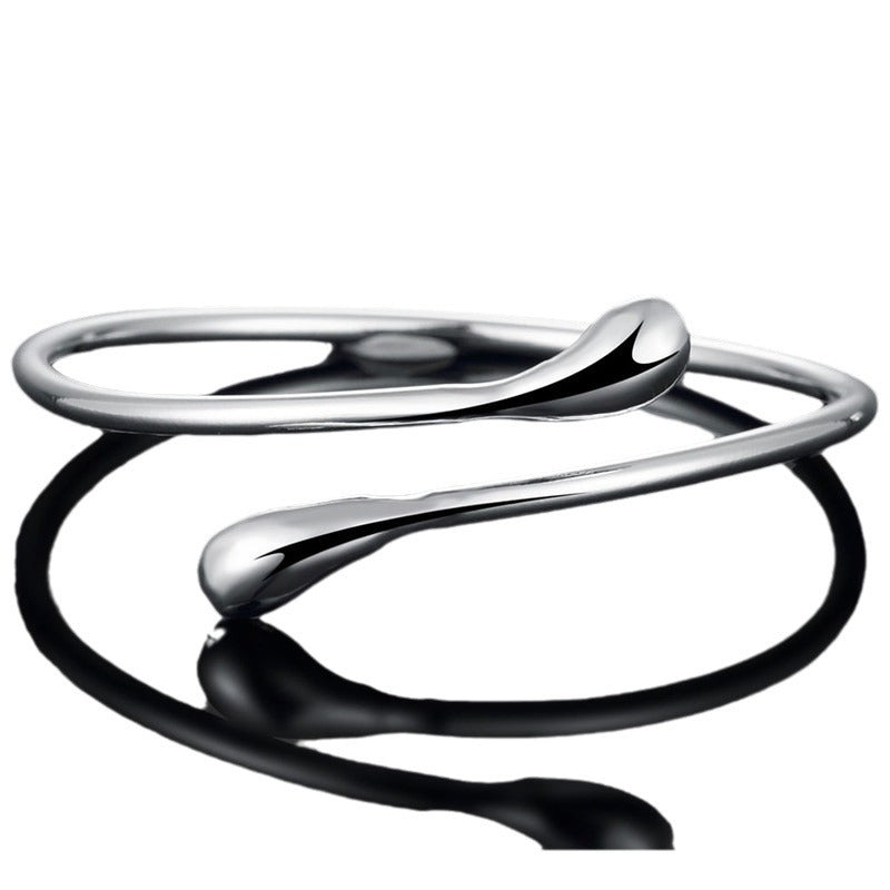 Simple Style Snake Alloy Open Cuff Bangle with Waterdrop Design