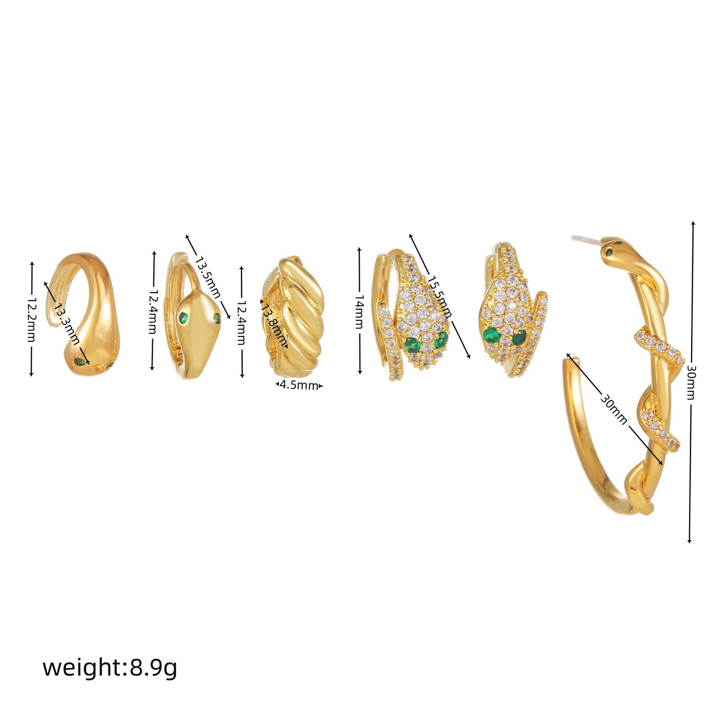 Snake Design Zircon Hoop Earrings - Light Luxury Trendy Style for Women