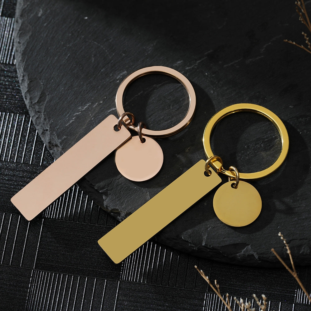 Simple Style Solid Color Stainless Steel Customizable Pendant Keychain