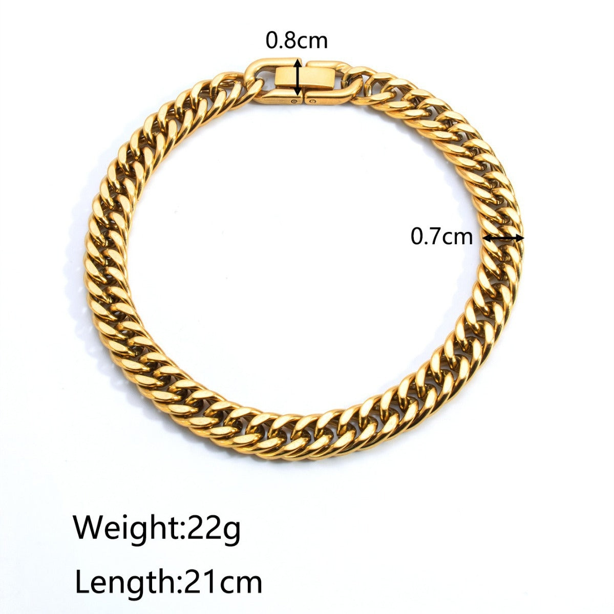 18K Gold Plated Stainless Steel Double Layer Cuban and Snake Chain Bracelet