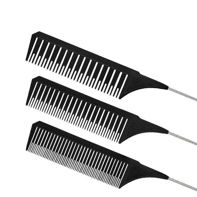 Simple Solid Color ABS Hair Comb with Steel Needle Tip for Salon and Dyeing